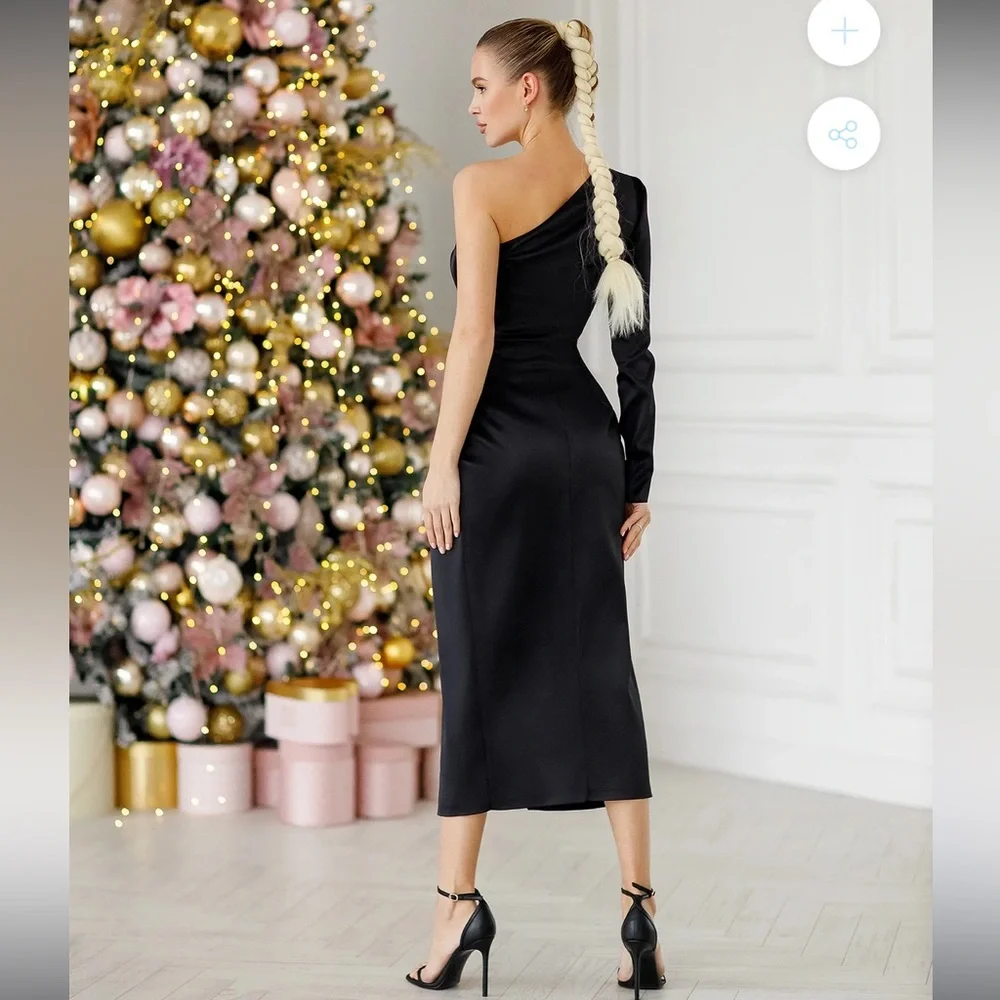 NWT black satin evening dress - Picture 4 of 10